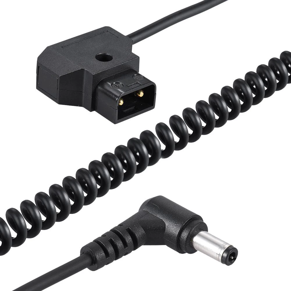 Andoer Coiled 2m/6.5ft D-Tap 2Pin Male to DC 5.5 * 2.1mm Adapter Cable Extension Elastic Line for Anton V-Mount Battery Power |