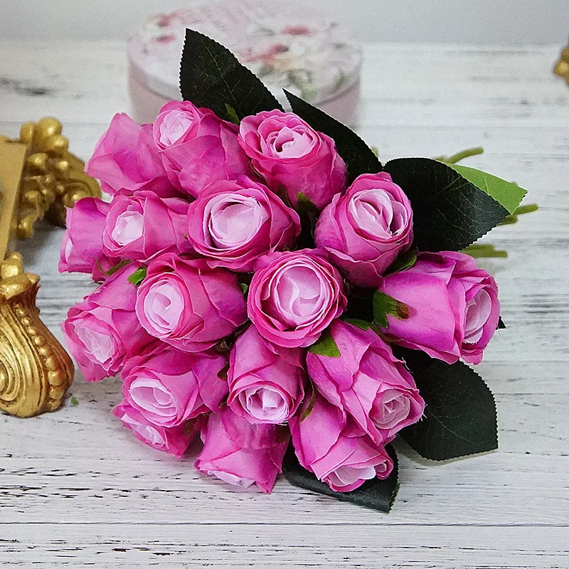 18 головок/Букет роз, искусственные шелковые цветы для свадьбы, украшения дома, свадебные искусственные цветы, искусственные розы