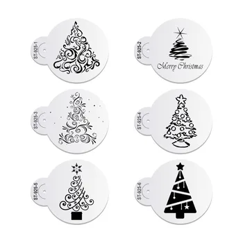 

6pcs Christmas Tree Cake Stencil Set Cake Cookies Mould Cupcake Decoration Template Cake Tool BakeWARE