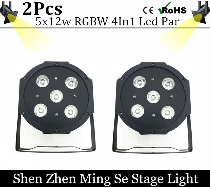 

2units 5pcs 12w led lamp beads 5x12W led Par lights RGBW 4in1 flat par led dmx512 disco lights professional stage dj equipment