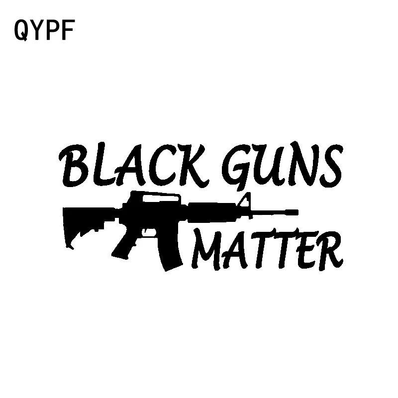 QYPF 14.4CM*6.5CM Interesting Vinyl Waterproof Car Sticker Black Guns