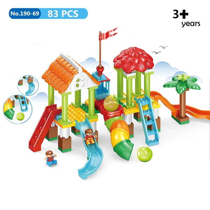 

83pcs DIY Slide Amusement Park Playground Building Blocks Kids Toys Bricks Compatible with Legoing Duploe Toy for Children Gifts