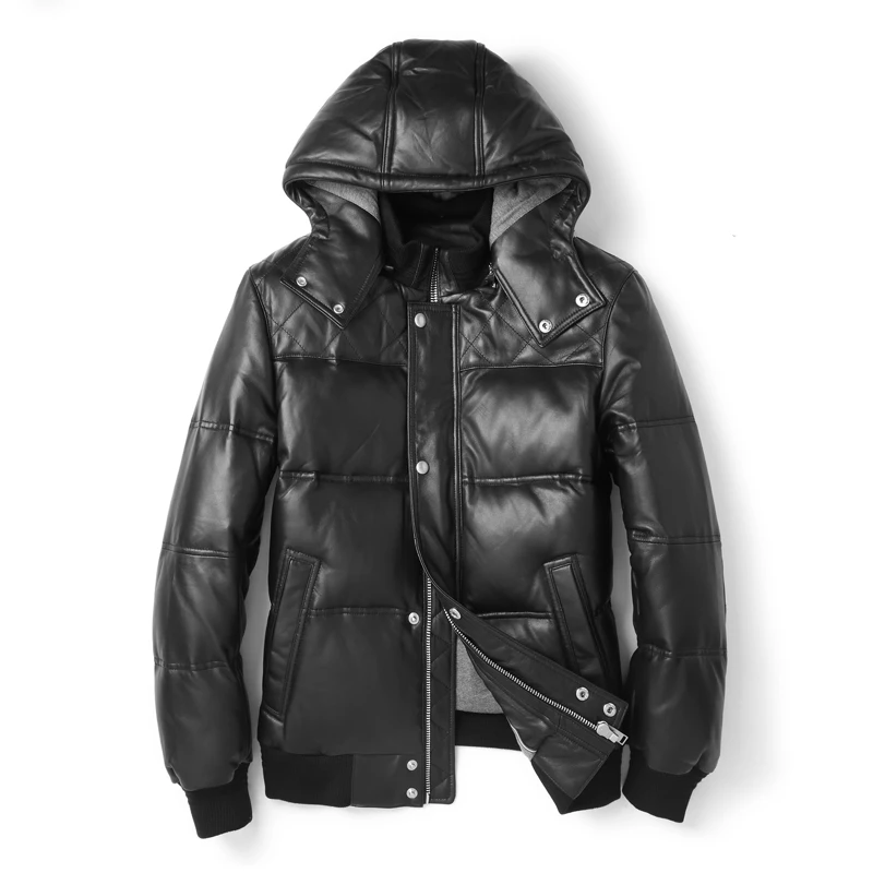 Buy Winter Leather Jacket Hood Mens Short Guaranteed