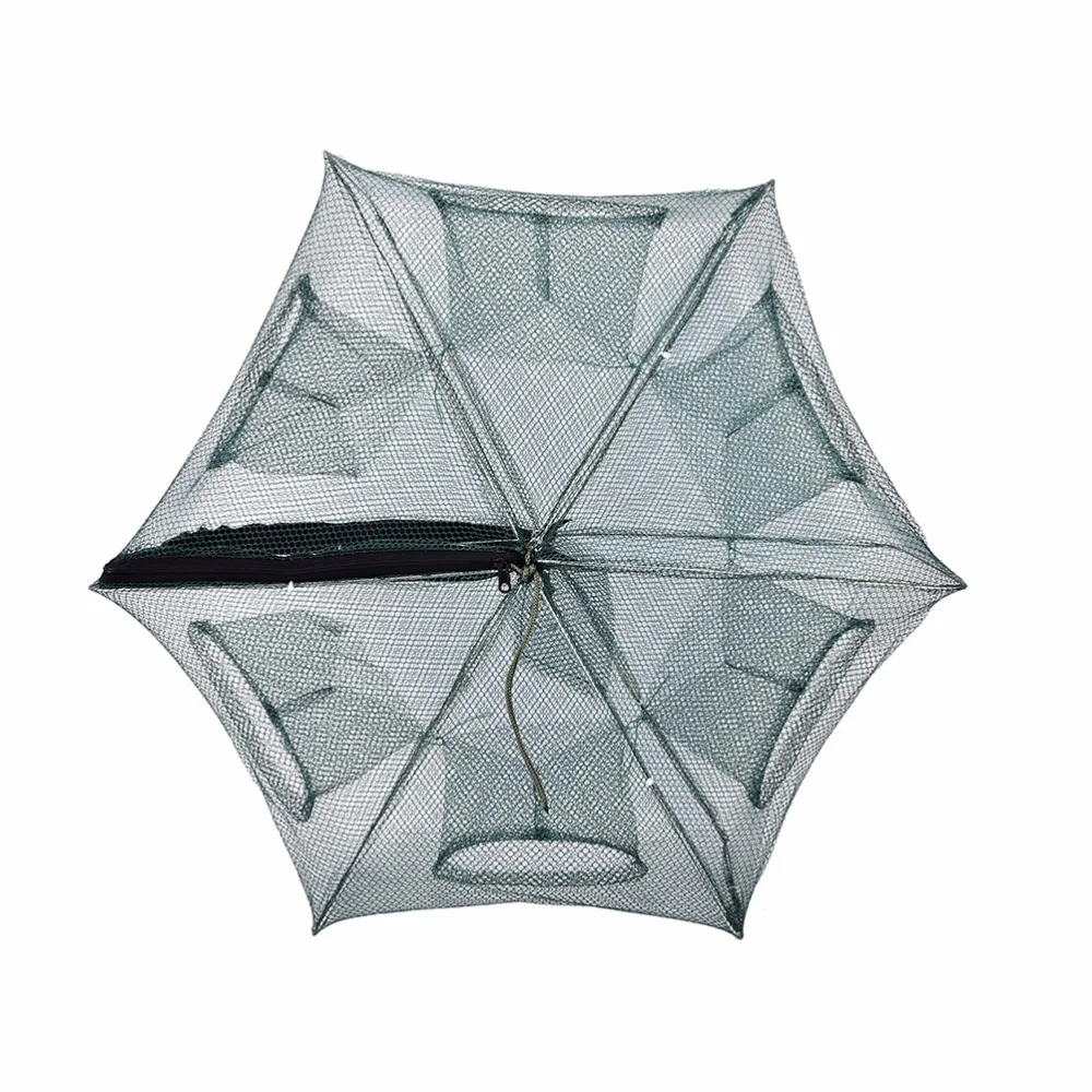 

High Quality 6 Hole Fishing Network Automatic Folding Fishing Net Minnow Shrimp Cage Nylon Foldable Crab Fish Trap Cast Net Cast