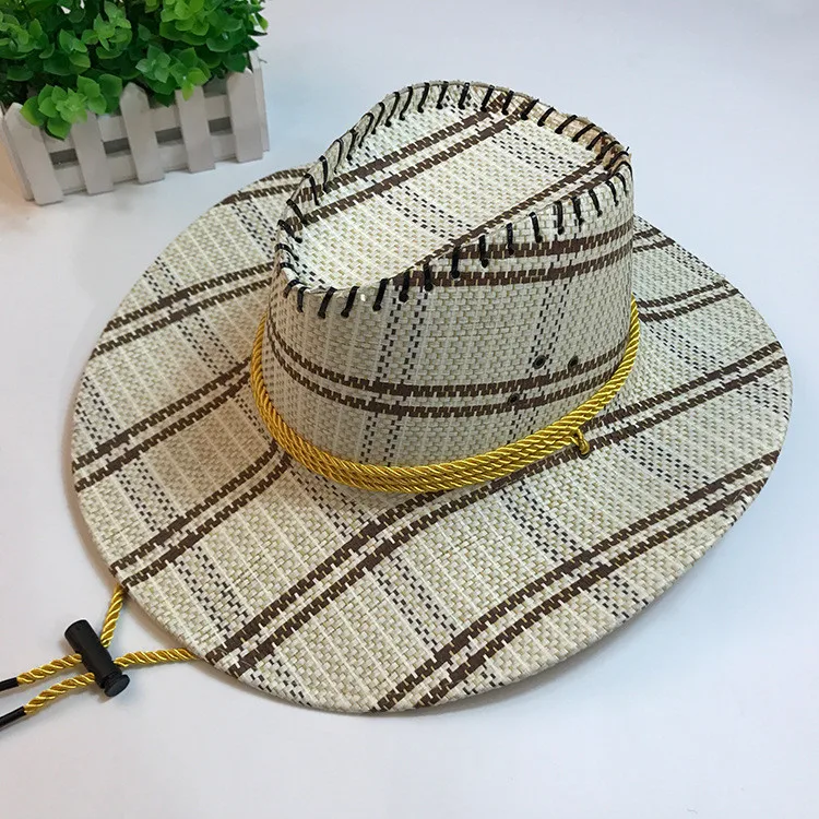 Ручной летом Для женщин Для мужчин в западном стиле ковбойская соломенная шляпа для джентльмена широкими полями канотье Панама джазовые шляпы Крестный отец сомбреро