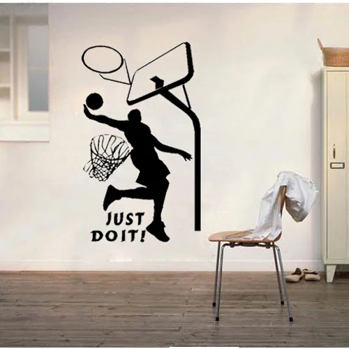 Free Shipping DIY Play Basketball Just Do It Wall Sticker Living Room Decor Mural Art Vinyl Home