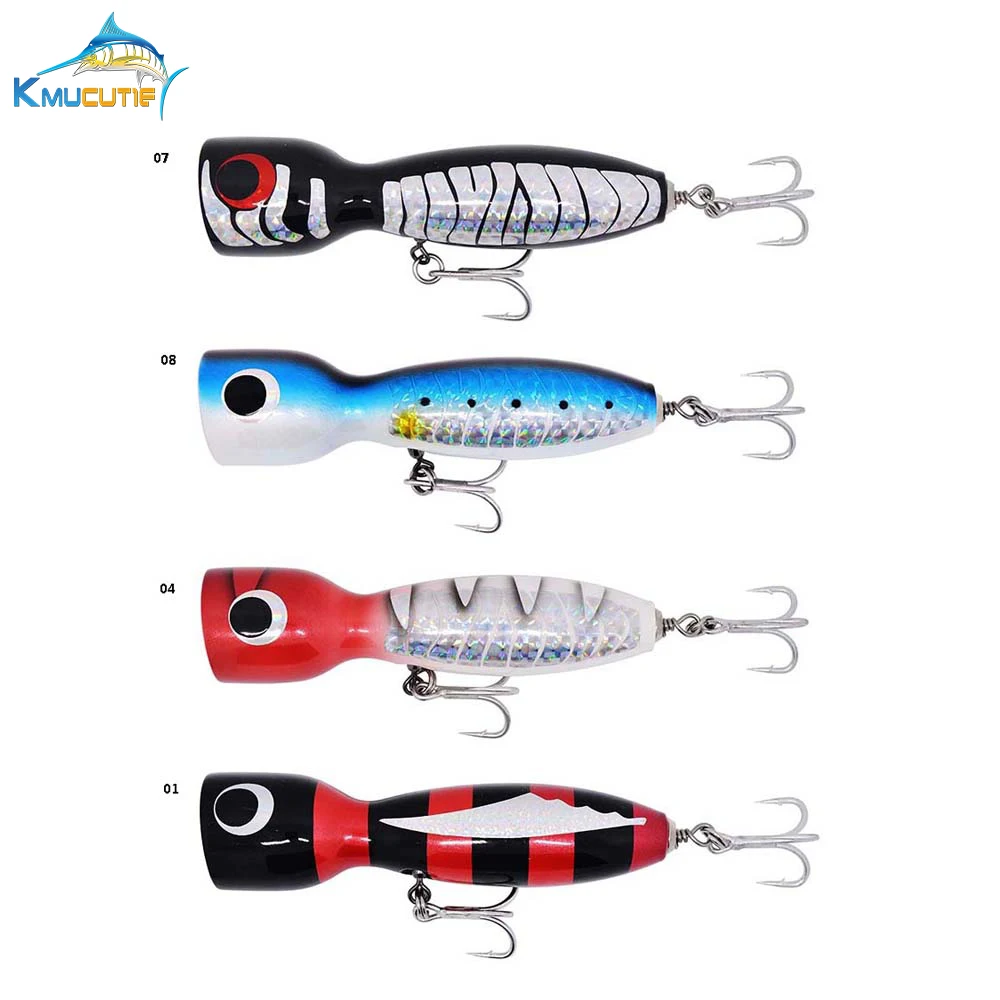 

Big Game 18cm 140g wood Popper Saltwater trollling Mustad Hook handmade popper wood Fishing lures