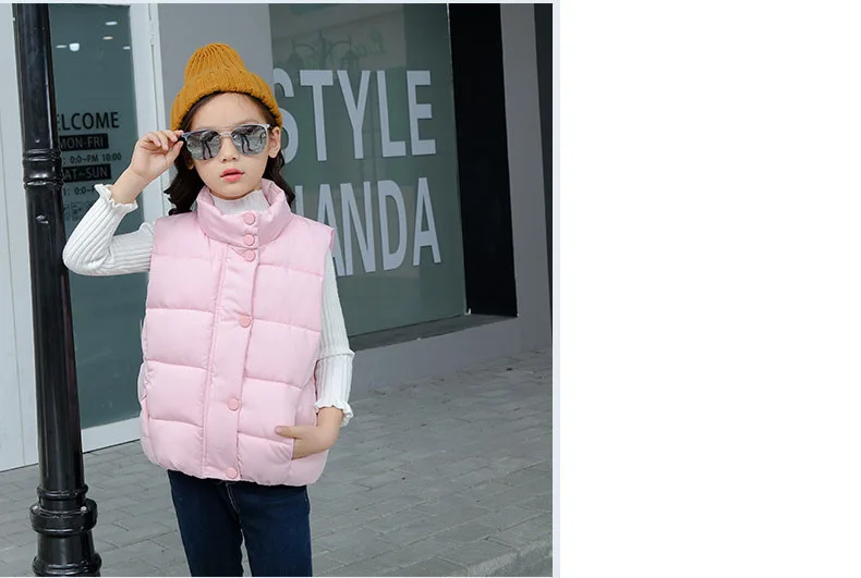 little big girls vest winter autumn padded teenage boys vests and waistcoats kids black green pink teenagers children clothing (39)