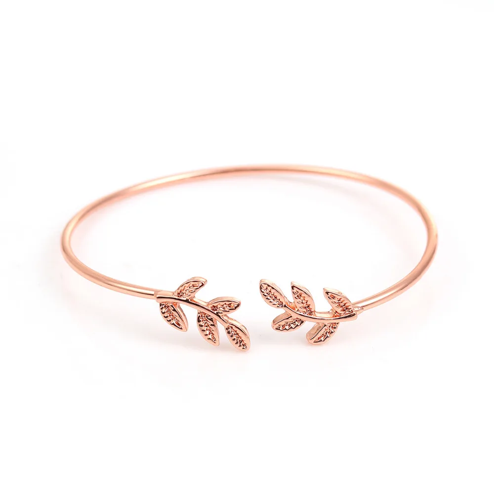 8SEASONS Romantic Copper Leaf Open Cuff Bangles Br