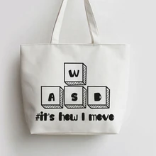 Клавиатура это как Я двигаю Холст сумка для покупок с персонажем из мультфильма шоппер продуктовый мешок GA751