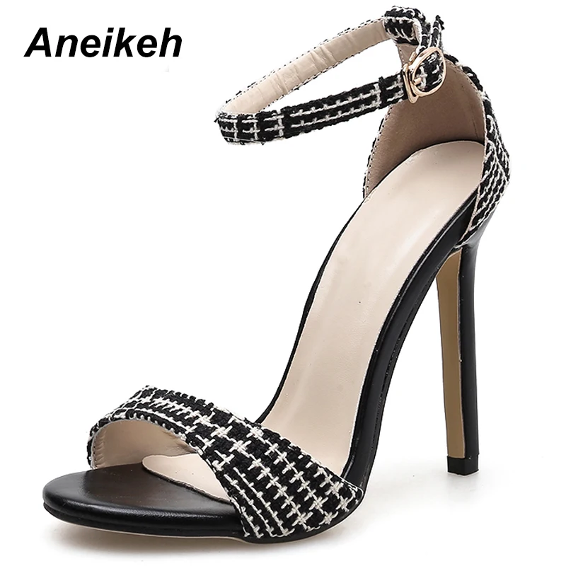 

Aneikeh 2019 Sandals Women High Heels Summer Ankle Strap Fashion Gladiator Sandals Open Toe Buckle Strap Dress Pumps Size 35-40