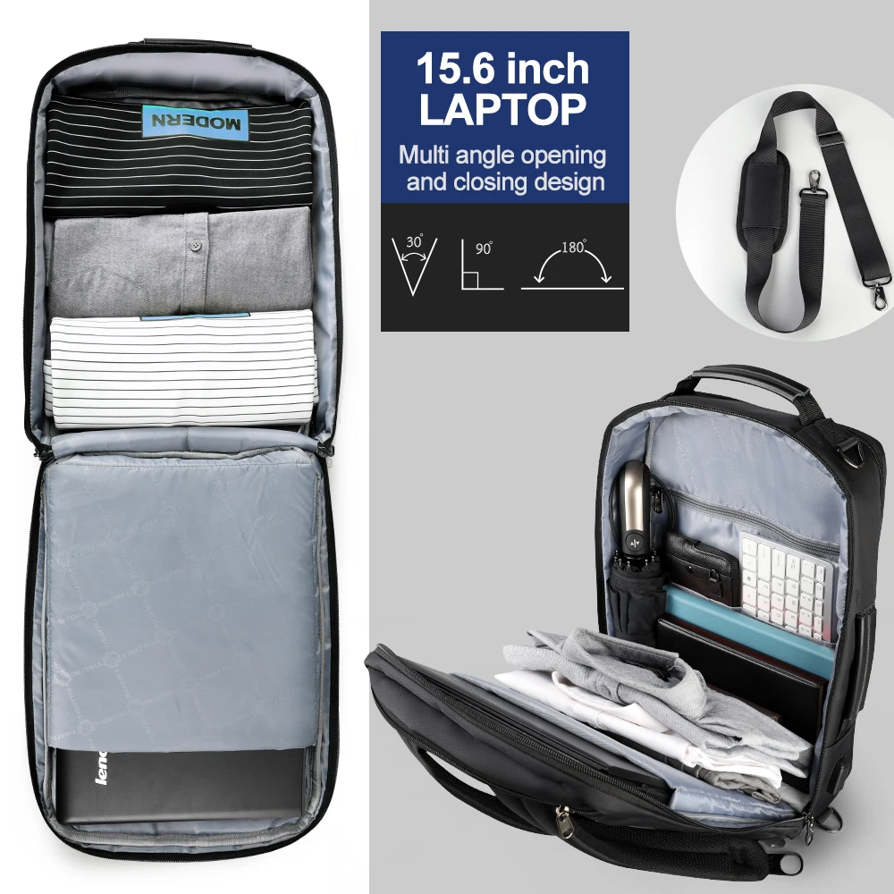 Moda para hombre 15,6 pulgadas multifunción Nylon repelente al agua 4 en 1 negocios USB Laptop mochila hombre mochila