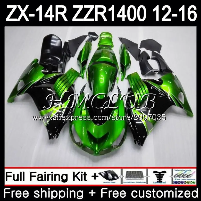 Комплект для KAWASAKI Светло-Зеленый NINJA ZX 14R ZZR 1400 ZX14R 12 13 14 15 16 73HC.6 ZZR1400 ZX-14R 2012 2013 2014 2015