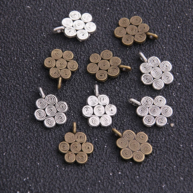 20PCS 12*15mm New Product Two Color Small Flower Charms Pendant