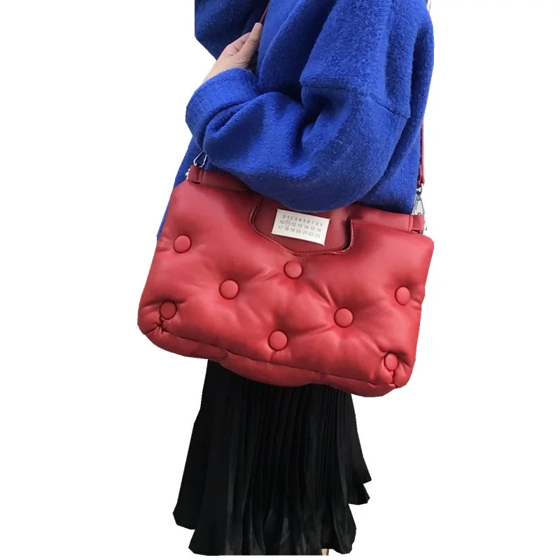 

Caker Brand 2019 Women Large Big Winter Letter Women Tote Handbag Down Feather Female Shoulder Bag Space Cotton Crossbody Bags