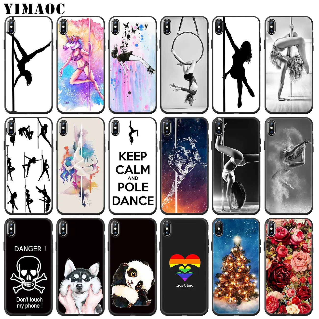 

YIMAOC Pole dance dancing Fitness Soft Silicone Phone Case for iPhone 11 Pro XS Max XR X 6 6S 7 8 Plus 5 5S SE 10 Black Cover
