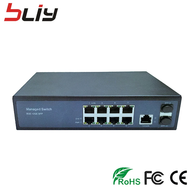 Smart 8 port Desktop Gigabit POE switch sfp to RJ45 Smart Managed 8 Port POE Switch with 2 sfp ports and 8 RJ45