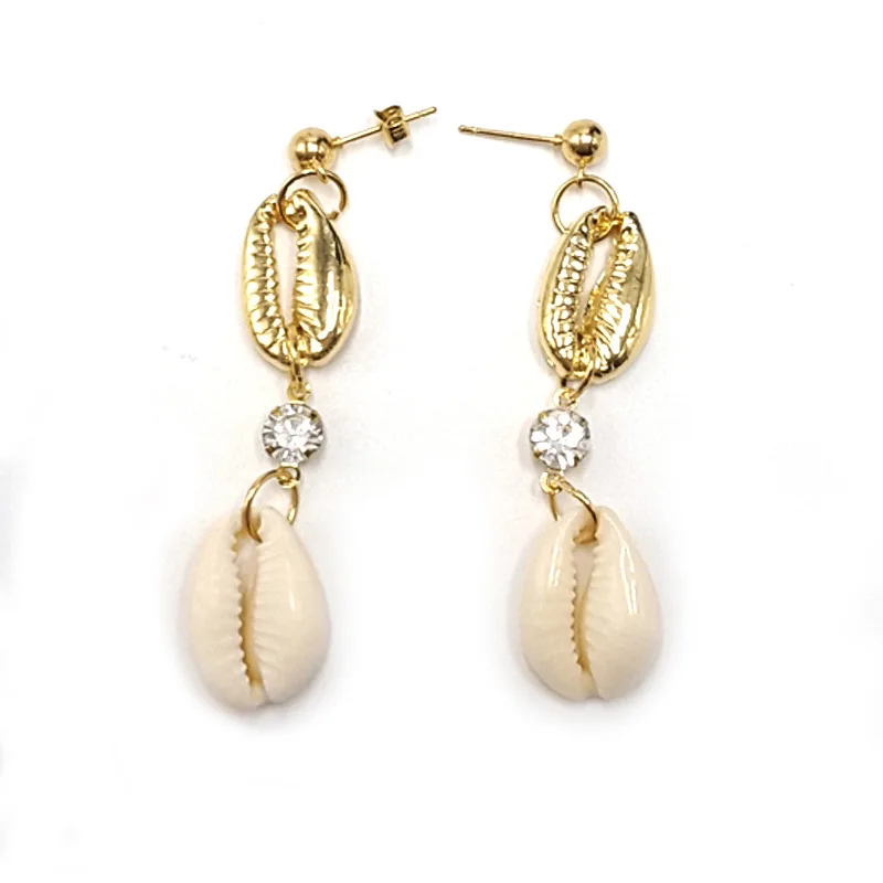 

Bohemian Spiral Long Conch Shell Earrings Handmade Beach Wedding Long Eearrings For Women Party Holiday Fashion Jewelry New 2019