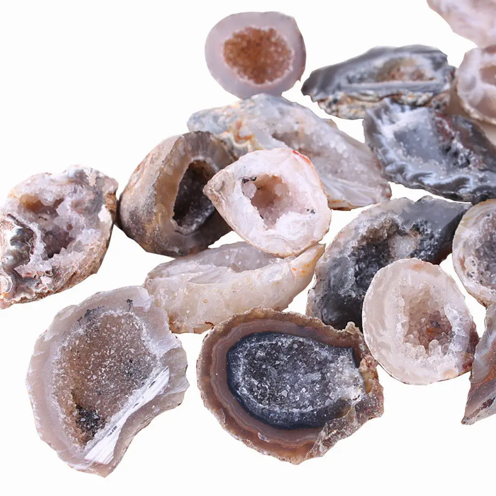 

1Pc Natural Agate Geode Crystals Stones Craft Collection Minerals Healing Beads Halves for Diy Pendant Women Jewelry Making