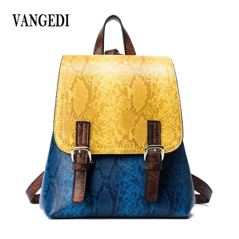 Vintage Serpentine Genuine Leather Designer Women s Backpacks Female Backpack Women School Bag For Girls Shoulder