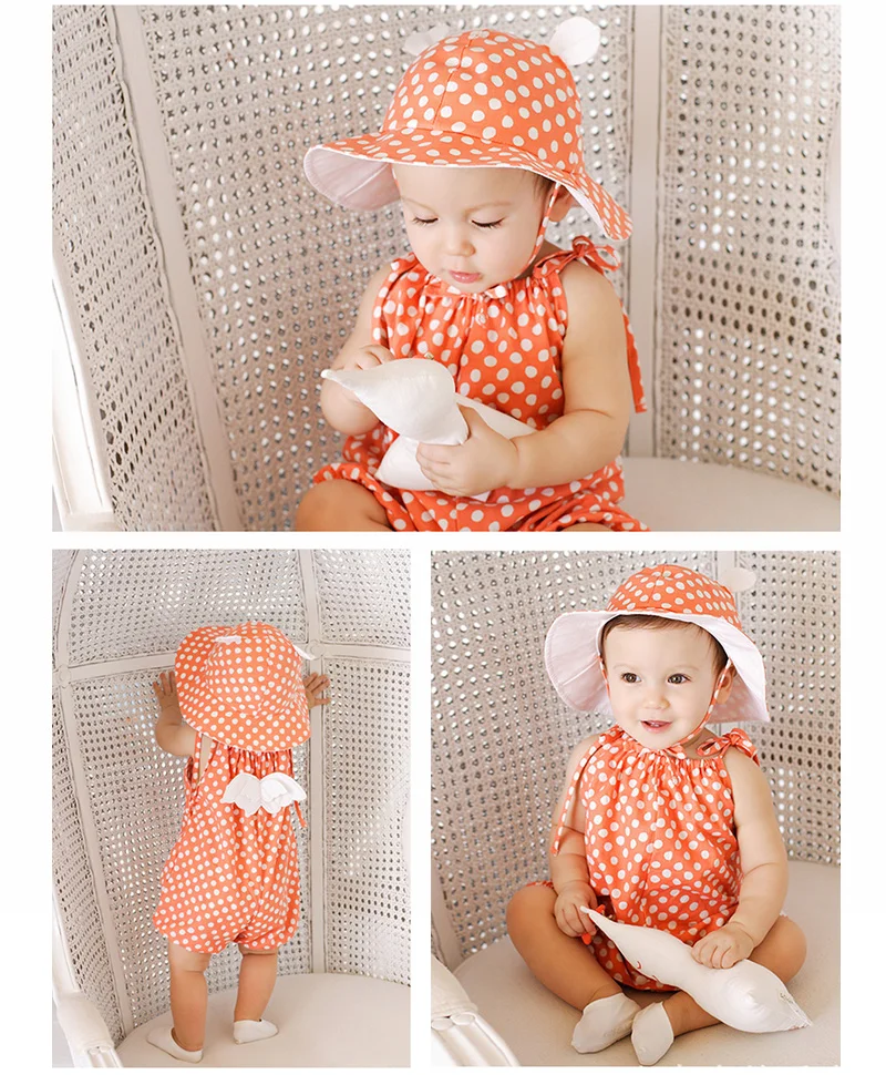 Dots Polka Baby Hat Cute Ears Baby Sun Hat Cotton Bucket Hat Toddler Boy Girl Hat Fashion Outdoor Fisher Hat Baby Girls Clothing (12)