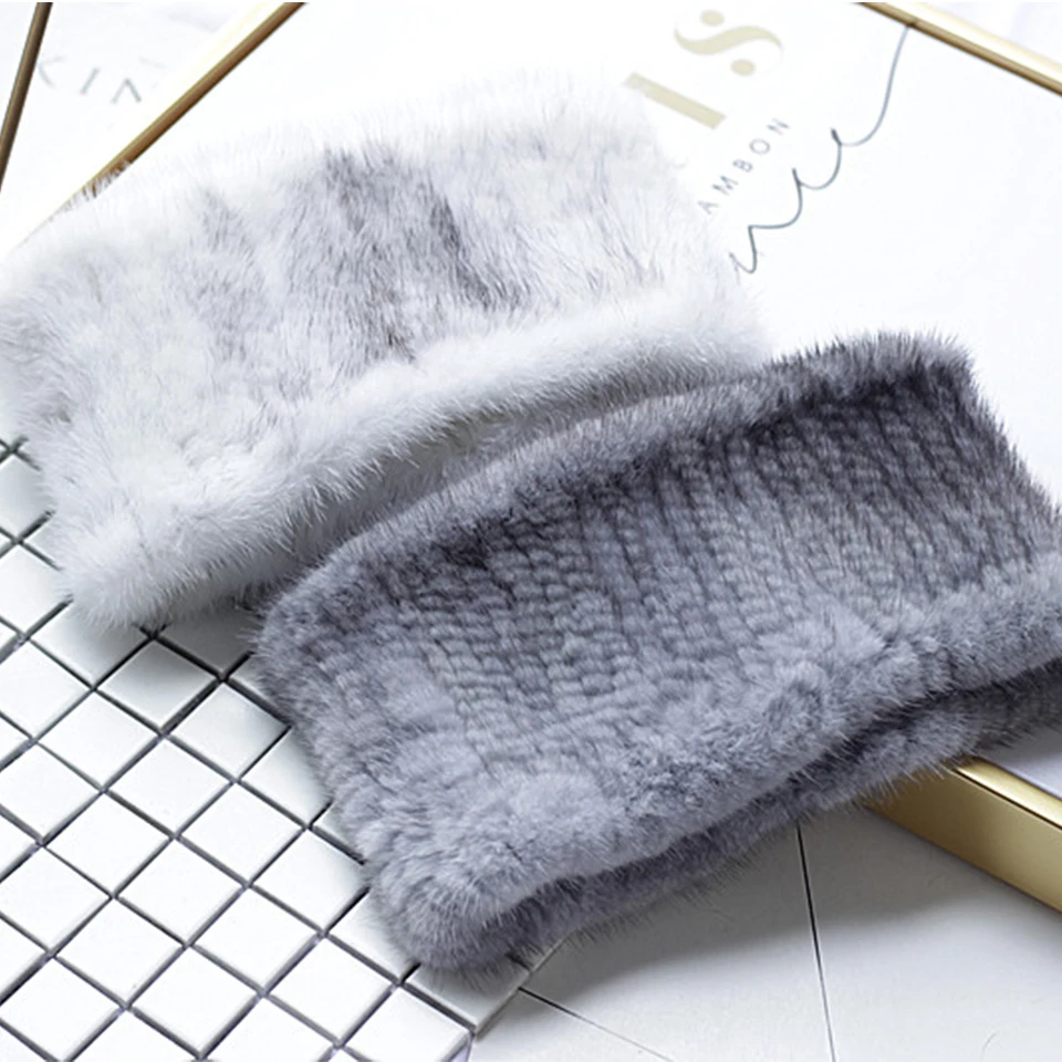 

Elastic Real Fur Headband Scarf Women Handmade Knit Genuine Mink Fur Headwear Girls Elastic O Ring Neck Scarf Hair Band Women