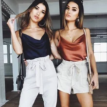 Летняя Сексуальная укороченная майка, женский укороченный топ, рубашка без рукавов, сексуальные тонкие женские топы с бюстгальтером без косточек, шифоновая майка на бретелях, Облегающая майка