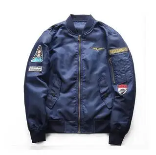Новые идеи, мужская куртка-бомбер, летная куртка пилота, Мужская летная куртка Ma-1, летная куртка пилота ВВС, мужская куртка Ma1, армейская Военная мотоциклетная куртка, пальто - Цвет: Синий