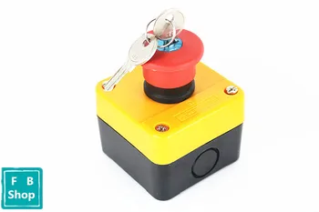 

Mushroom head elevator emergency stop button switch with key box 1NC power emergency switch