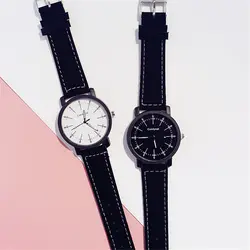 В Корейском стиле Для мужчин Для женщин кварцевые часы Лакшери женские наручные часы минималистичные часы модные Повседневное кожа часы