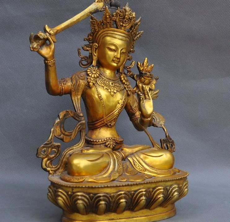 12 &quotдревнетибетский буддизм Бронзовая позолота kwan yin GuanYin Манджушри Бодхисаттва