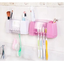 Ванная комната Кухня семейная настенная подставка пластиковая Пылезащитная подставка для зубных щеток тип пасты туалетные принадлежности хранение зубной пасты