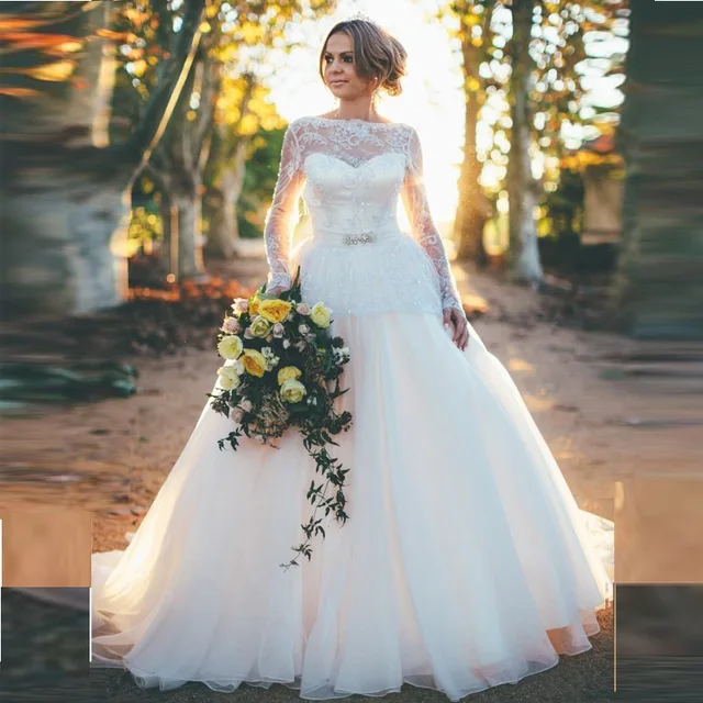 Back Open Y Princess Wedding Dresses With Long Sleeves 2017 Back Open Y Princess Wedding Dresses With Long Sleeves 2017 Latest White Organza Ball Bridal Gowns