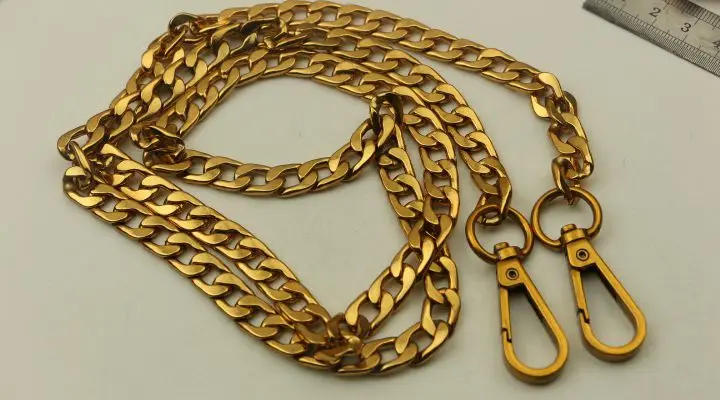 10 mm Thickness 60 cm ,100 cm Specical Antique Brass Metal Purse Chain Bag Strap With Hooks Snap Fastern DIY Handbag Accessories