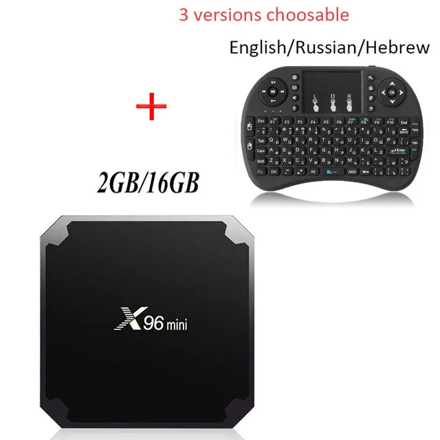 X96 Мини Android 7,1 Смарт ТВ приставка 1 ГБ/8 ГБ 2 ГБ/16 ГБ Amlogic S905W Четырехъядерный 4K HD WiFi 2,4 ГГц X96MINI Смарт медиаплеер - Цвет: 2G16G EN i8 keyboard