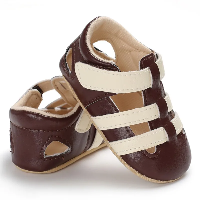 

Summer Kids PU Boys Baby Solid Breathable Buckle Hook & Loop First Walker Walking Shoes