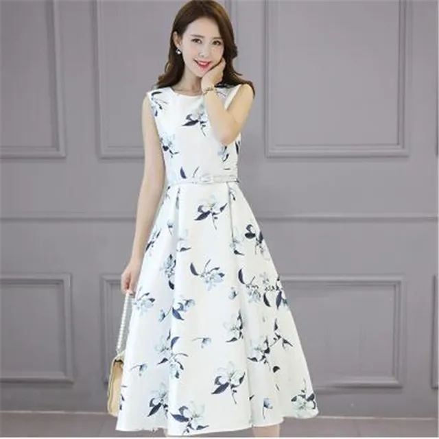 2018 vintage dress Summer NEW Korean version Female dress Sleeveless ...
