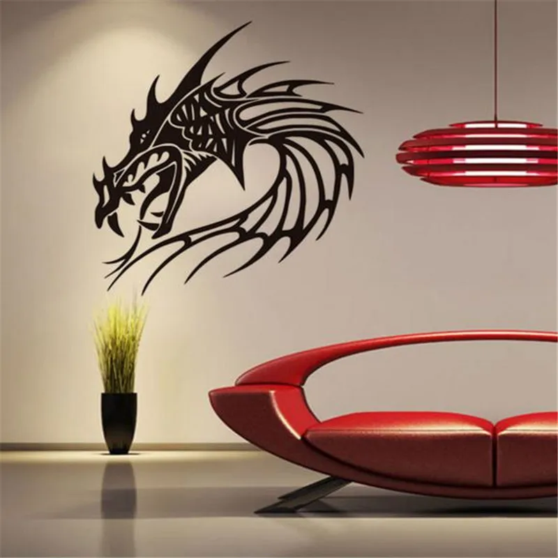 

Chinese Dragon Vinyl Wall Decal Loong Head Wall Sticker For Home Decor Fashion Art Mural Decal
