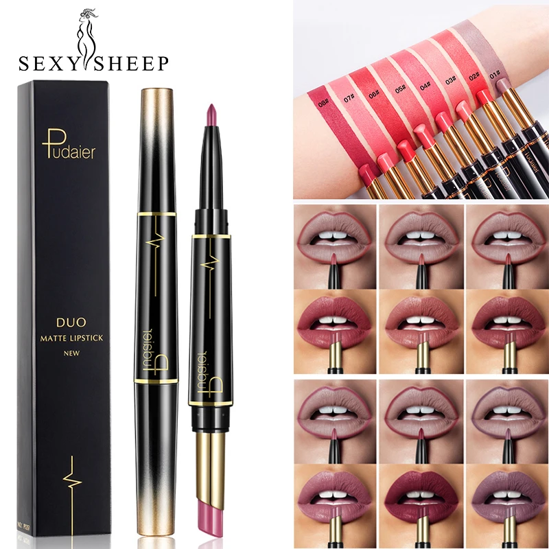 

Matte Lipstick Double Ended Long Lasting Lipsticks Female Matte Lipstick Waterproof Not Faded Lipstick Pudaier Maquiagem Make up