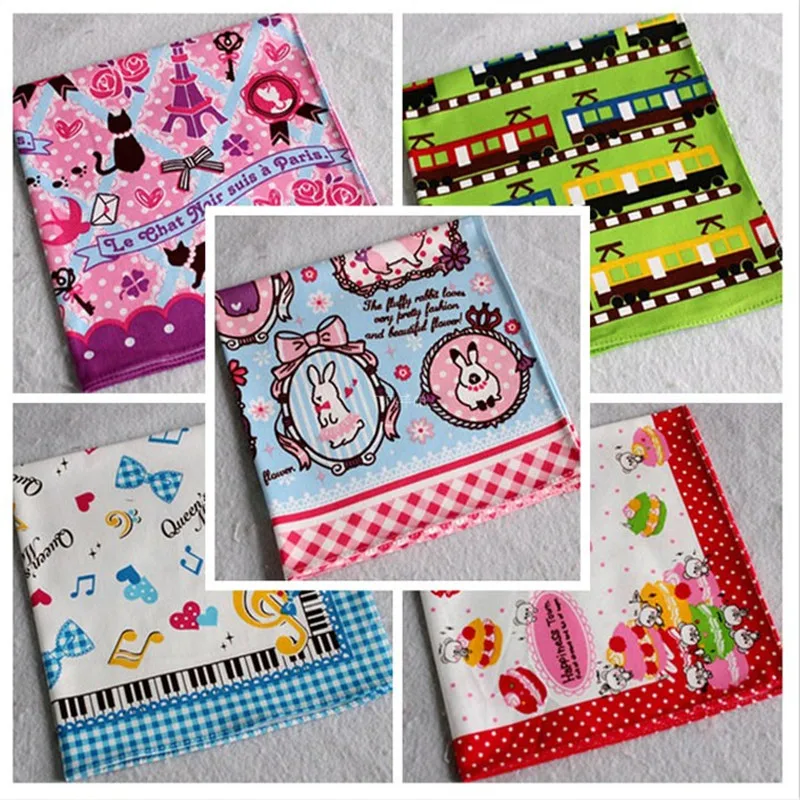 Children's handkerchief Cotton 100% pocket towel handcuffs child Handkerchiefs 5Pcs/Lot 42CM