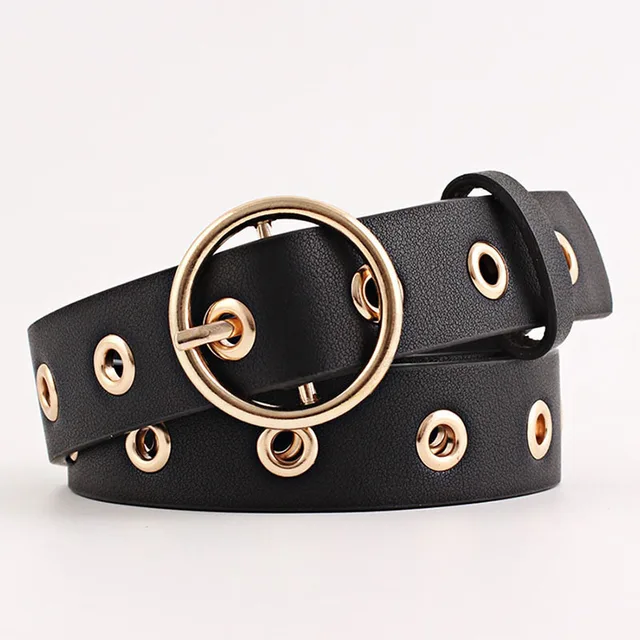 Badinka 2018 New Ladies Round Gold Metal Buckle Belt Female Punk