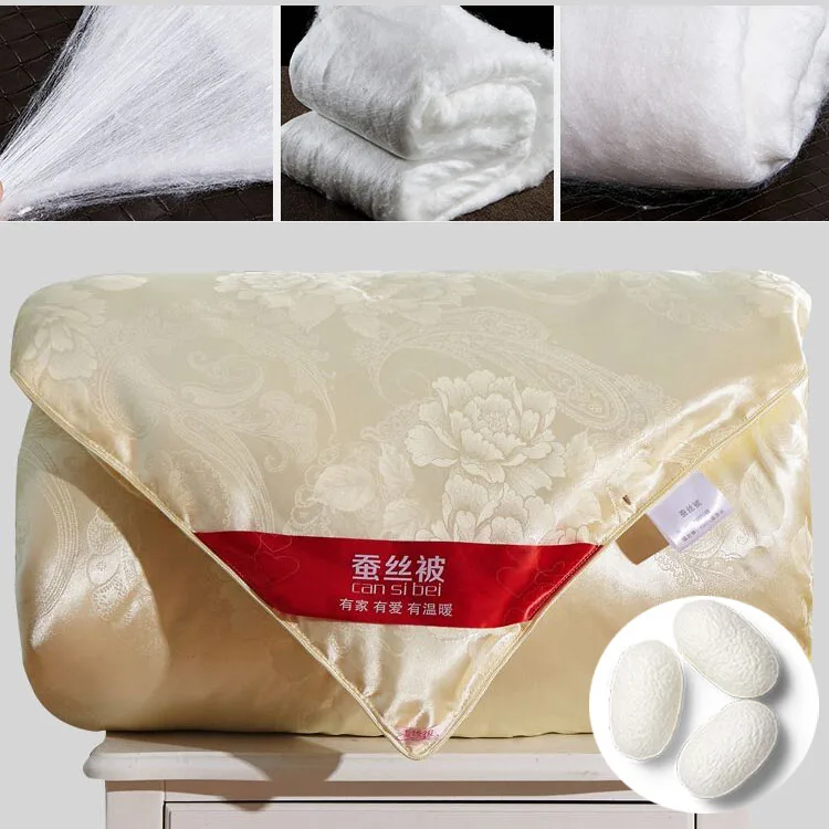 

Natural/Mulberry Luxury Silk Comforter Hand-made Twin Queen King Full size Blanket Quilt jacquard Bedding in Filler