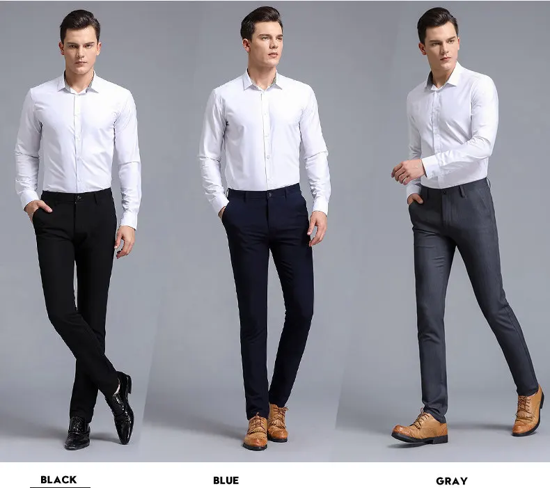 3colors casual pants man straight classic business mens pants 2017 autumn new trousers for men full length Mid waist 29-36 9808-09