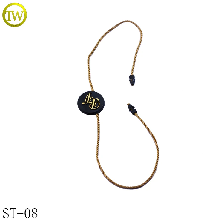 

ST08 Custom garment price tag embossed logo string plastic seal tag for clothing hang tag