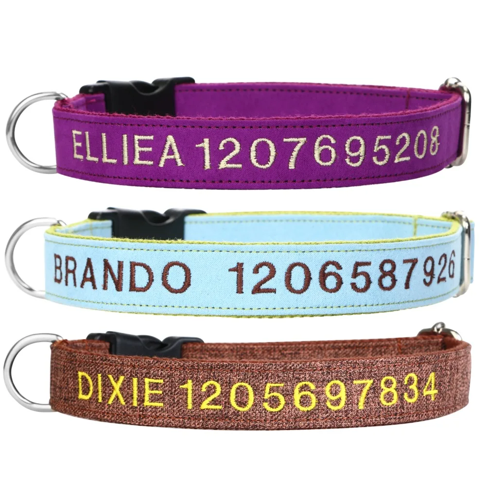 Embroidered Personalized Dog Collars Custom Cat Dogs Name Phone ID