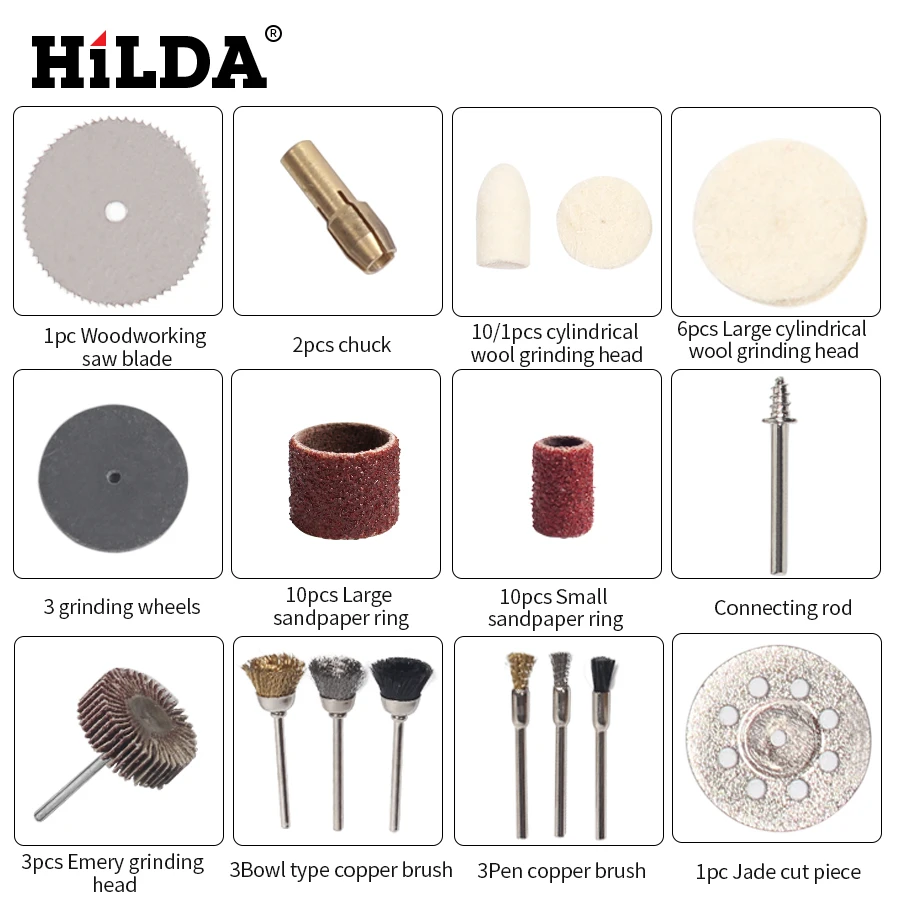 HILDA 264 шт./компл. для Dremel роторный инструмент набор аксессуаров подходит для Dremel дрель шлифовки и полировки Dremel аксессуары