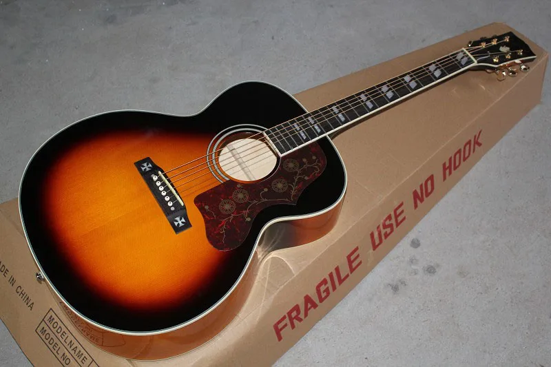 

Free shipping High Quality sj200 Acoustic Guitar Vintage Sunburst can add fisherman pickup add add hardcase in stock 141110