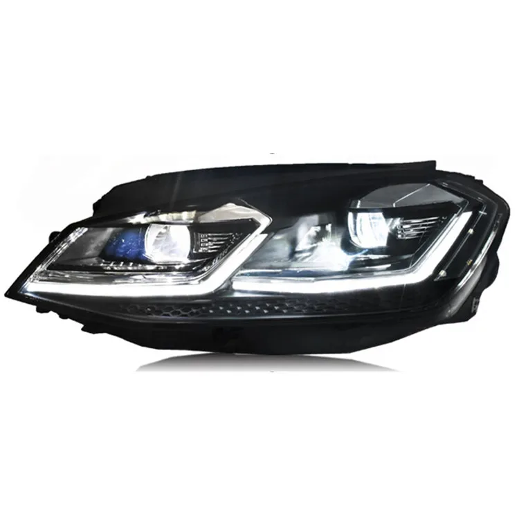 for Volkswagen Golf Low with upgrade with high LED Double lens Headlamp assembly - Цвет: chrome trim strips