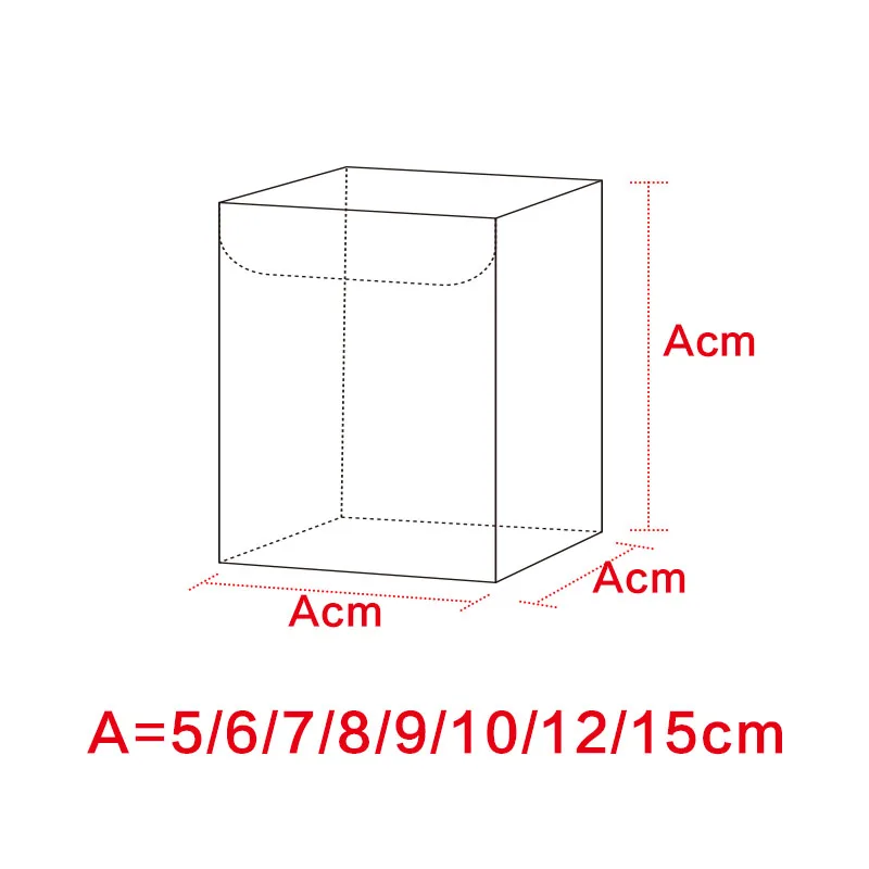 12*12*6 см-12*12*18 см Прозрачная ПВХ коробка с разноцветной основой для ювелирных изделий и кукол, коробка для демонстрации тортов и игрушек, Подарочная коробка 10 шт/1 лот