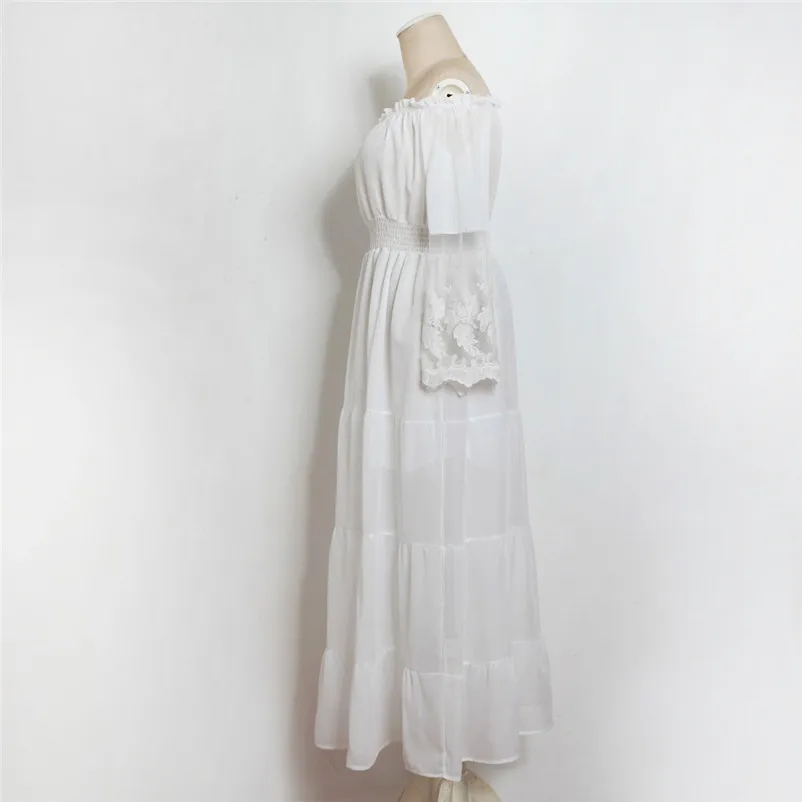 Fashion summer dress 2018 beach dress Women Sexy Strapless casual Long White Dress party Dresses robe femme Y09#N (11)
